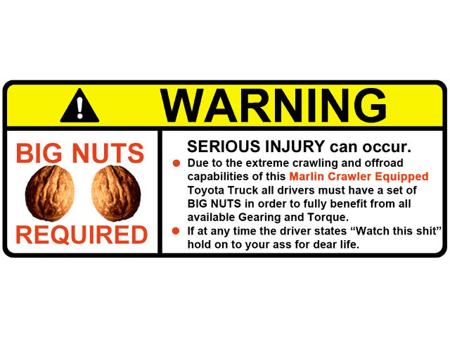 'BIG NUTS REQUIRED' Sticker