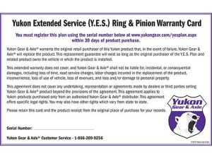 Yukon Extended Service Plan (Y.E.S.) for Gear Sets